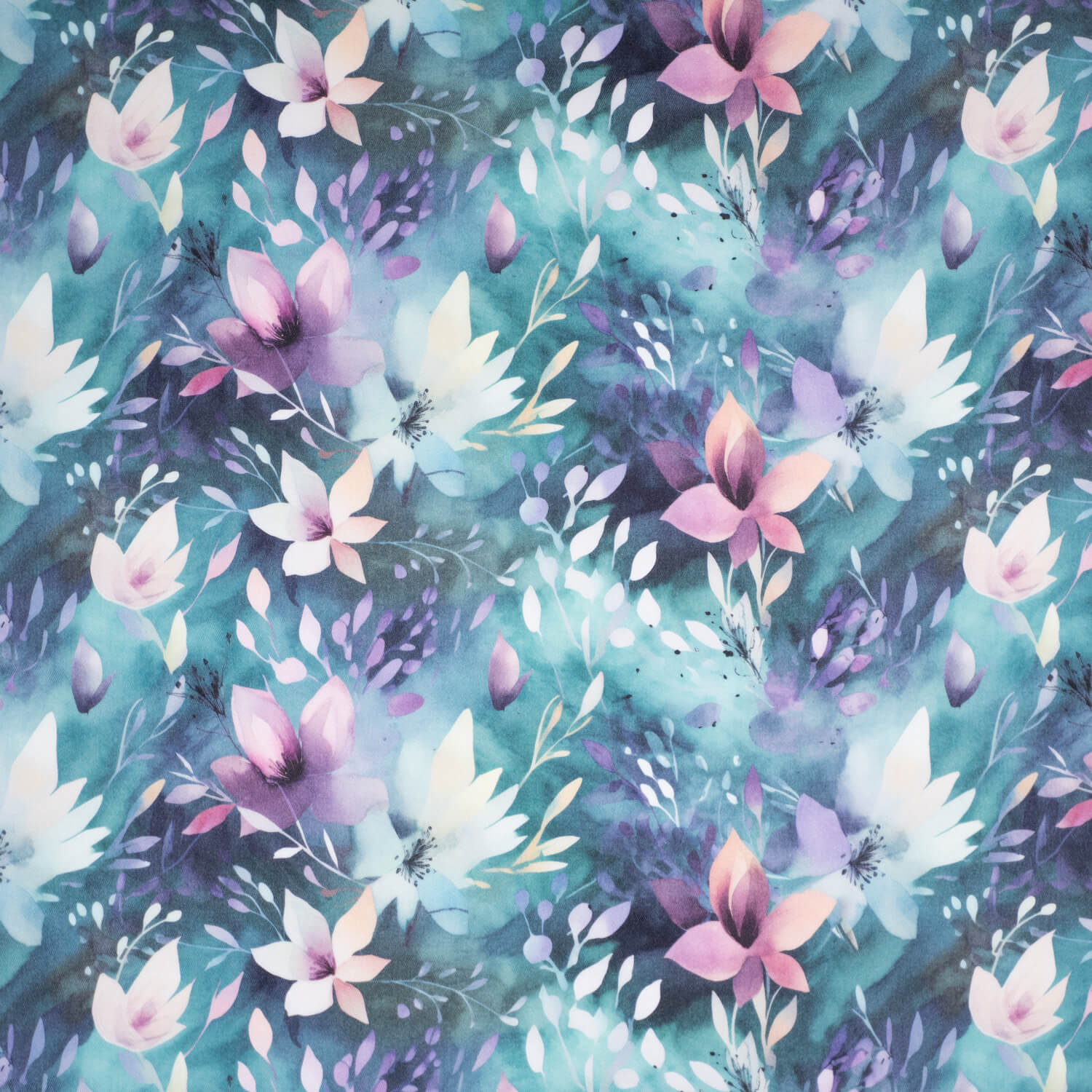 EP Teal and Purple Watercolor Flowers
