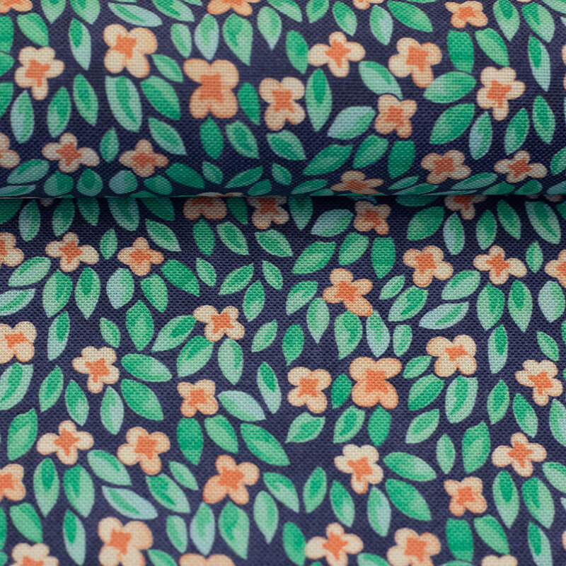 Argentina kleine Blumen, apricot/dunkelblau